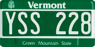 VT license plate YSS228