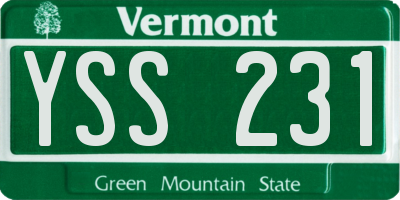 VT license plate YSS231