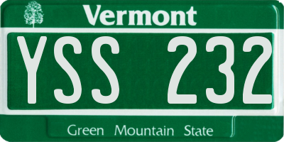 VT license plate YSS232