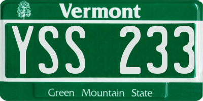 VT license plate YSS233