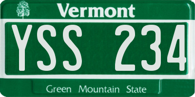 VT license plate YSS234