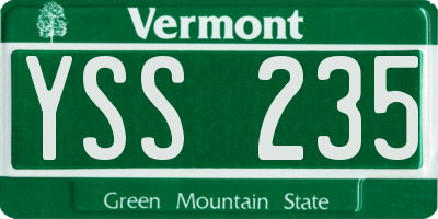 VT license plate YSS235