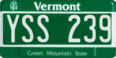 VT license plate YSS239