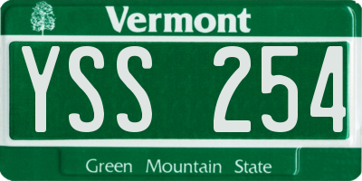VT license plate YSS254