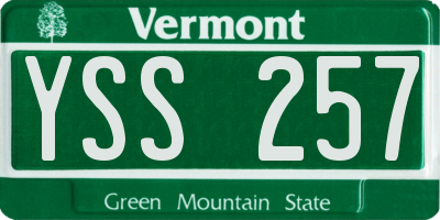 VT license plate YSS257