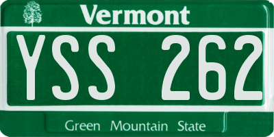 VT license plate YSS262