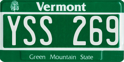 VT license plate YSS269