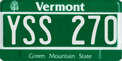 VT license plate YSS270