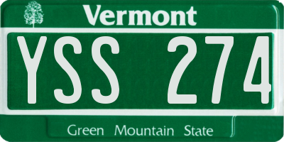 VT license plate YSS274