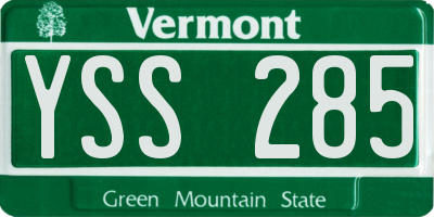 VT license plate YSS285