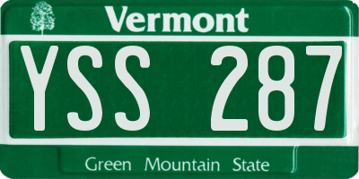 VT license plate YSS287