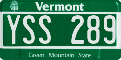 VT license plate YSS289