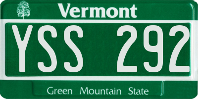 VT license plate YSS292