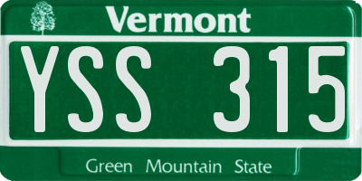 VT license plate YSS315