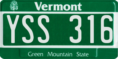 VT license plate YSS316