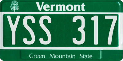 VT license plate YSS317