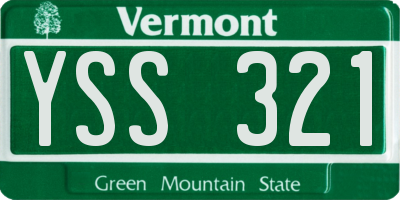 VT license plate YSS321