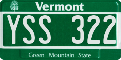 VT license plate YSS322