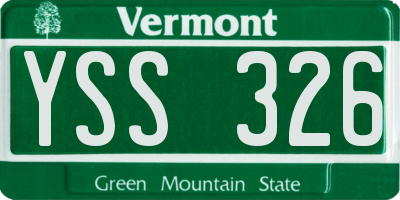 VT license plate YSS326