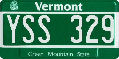 VT license plate YSS329