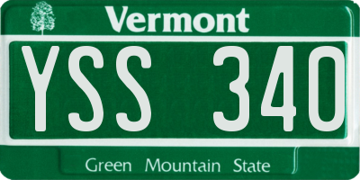 VT license plate YSS340