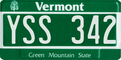 VT license plate YSS342