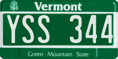 VT license plate YSS344