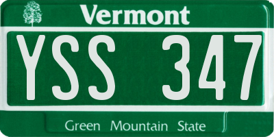 VT license plate YSS347