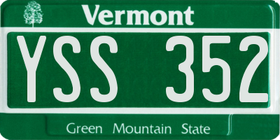 VT license plate YSS352