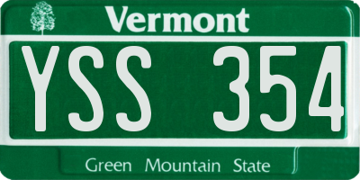 VT license plate YSS354