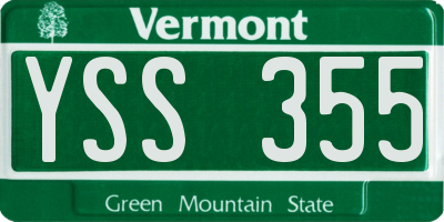 VT license plate YSS355