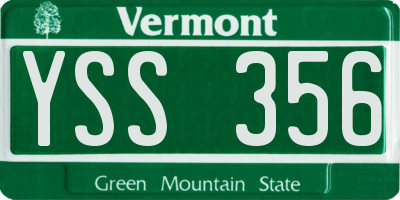 VT license plate YSS356