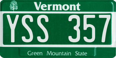 VT license plate YSS357
