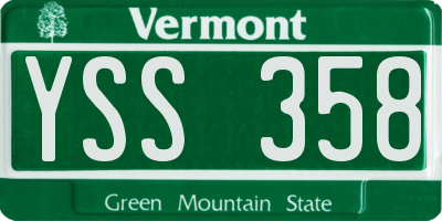 VT license plate YSS358