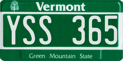 VT license plate YSS365