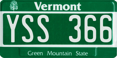 VT license plate YSS366
