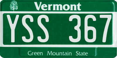 VT license plate YSS367