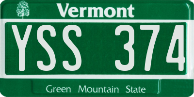 VT license plate YSS374