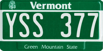 VT license plate YSS377