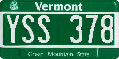 VT license plate YSS378