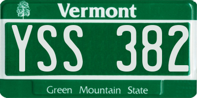 VT license plate YSS382