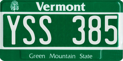 VT license plate YSS385