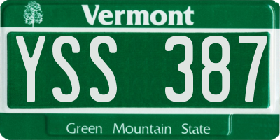 VT license plate YSS387