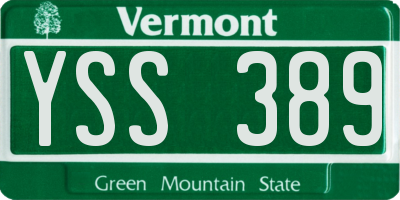 VT license plate YSS389