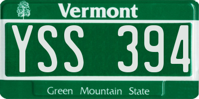 VT license plate YSS394