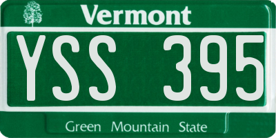 VT license plate YSS395