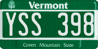 VT license plate YSS398