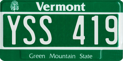 VT license plate YSS419