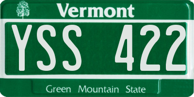 VT license plate YSS422