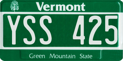 VT license plate YSS425